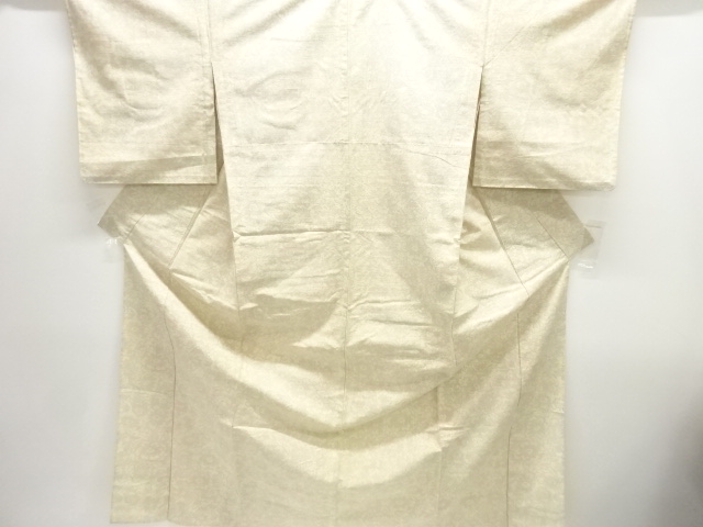 JAPANESE KIMONO / ANTIQUE HITOE KIMONO / SILK / TSUMUGI / WOVEN FLORAL PLANTS